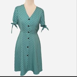 Monteau Green Polka Dot Midi Dress